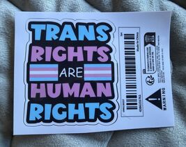 Trans Rights Are Human Rights Vinyl Sticker Waterproof LGBTQ Trans Pride... - $7.99
