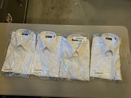 4x Brand New  Commander by Van Heusen White Pockets Dress Shirt Size 16 - £70.05 GBP