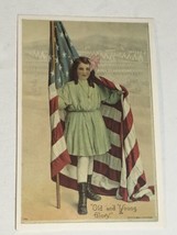 Old And New Glory Vintage Postcard Woman With Flag - £5.33 GBP