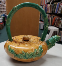 Frog Lid Ceramic Teapot Bamboo Theme Vintage Decorative Tea Pot 8.5 inch... - £31.06 GBP