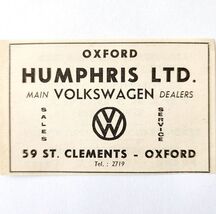 1954 Volkswagen Humphris Ltd Oxford Advertisement Import Automobilia E89F1 - $366.03 MXN