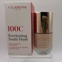 CLARINS Everlasting Youth Fluid Illuminating &amp; Firming Foundation 1oz, 100C, NIB - £31.18 GBP