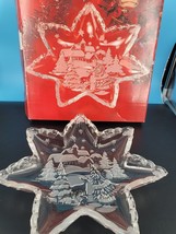 Christmas Mikasa Serving Dish 12&quot; Star Shaped Frosted Glass With Etched ... - $13.80