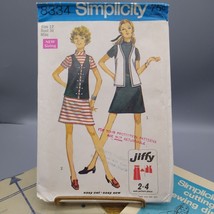 Vintage Sewing PATTERN Simplicity 8334, Jiffy 1969 Dress and Vest, Misses - $7.85