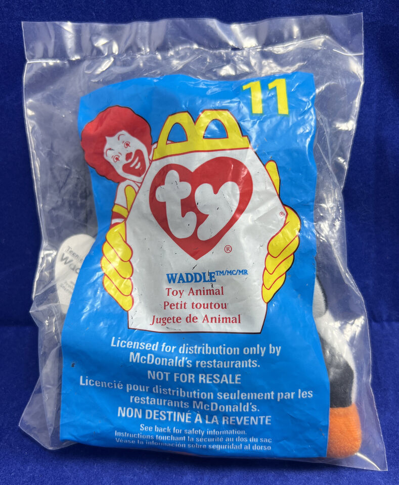 Ty McDonalds Teenie Beanie Baby Waddle Penguin 1998 / 1993 In Bag Sealed Retired - $33.55