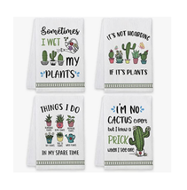 NEW Plant Gardener Kitchen Towels Set of 4 humorous 16x23.5&quot; white micro... - £11.33 GBP