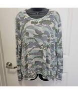 Olivaceous Green Blue Purlple Camo Hi-Lo Sweater Side Zip Detail Sz M Wo... - $260.14 MXN
