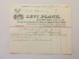 1887 Antique Levi Plank Cigar Receipt Cambridge Pa Jesse Hause Hot Shot Wilson - $34.60