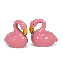 Pink Flamingo Salt and Pepper Shakers Set Ceramic 3" High Tropical Bird Glossy image 2
