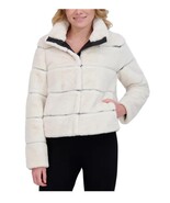 Karl Lagerfeld Womens Jacket Cream Pockets Faux Fur Standup Collar Lined - $136.63 CAD