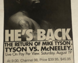 vintage 1995 Return Of Mike Tyson Print Ad  Advertisement Tyson Mcneeley... - £7.76 GBP
