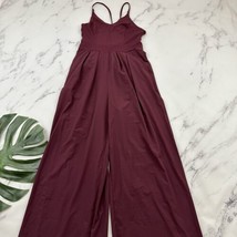 Halara Womens Breezeful Jumpsuit Size M New Burgundy Purple Wide Leg Bac... - £22.47 GBP