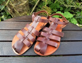Men&#39;s Handmade Greek Leather Fisherman Sandals - £48.70 GBP