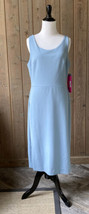 Betsey Johnson 10 Dress Scoop Neck Sleeveless Crepe Midi Blue Gray NWT - £31.42 GBP