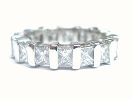 14k White Gold Plated 2.50 Ct Princess Simulated Diamond Eternity Wedding Band - £42.63 GBP