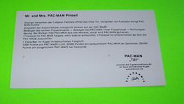PAC-MAN 1981 GERMAN TEXT NOS ORIG. PINBALL MACHINE INSTRUCTION CARD - £13.18 GBP
