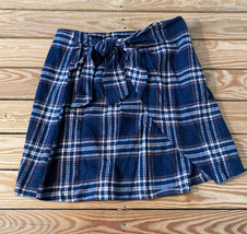 lush NWT Women’s tie front plaid skirt size L navy M9 - £11.59 GBP