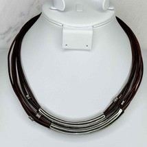 Chico's Multi Strand Brown Cord with Silver Tone Necklace - $16.82