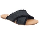 Esprit Women Cross Strap Frayed Slide Sandals Francis Size US 8.5M Black - $29.70