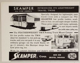 1967 Print Ad Skamper Tent Camping Trailer &amp; Pickup Truck Camper Bristol,Indiana - $8.08