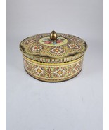 Vintage Daher Round Floral Embossed Mosaic Tin W/knob Made In England 6.... - $18.80