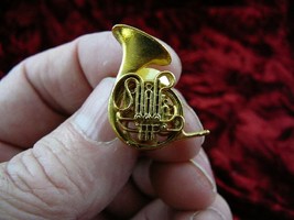 (M-208-A) FRENCH HORN tac pin brooch jewelry 24k gold plate horns Holton Farkas - £16.01 GBP