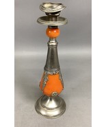 VINTAGE ORNATE Orange METAL/Bakelite CANDLESTICK CANDLE HOLDER - 13.5”H - $940.83 MXN