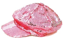 PINK SEQUIN BASEBALL CAP #079 flashy novelty sparkle hat hats game sports new - £7.08 GBP