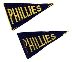 Philadelphia Phillies Vintage Set of 2 1930&#39;s 3&quot; Blue Pennants - £68.63 GBP