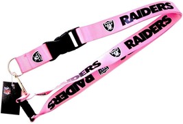 NFL Las Vegas Raiders Logo on Pink w/Black Lettering 24&quot; by 1&quot; Lanyard Keychain - £7.98 GBP
