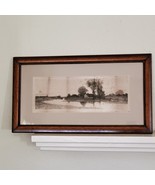 Antique 1892 E.L. Field Etching 31x17 Inch Wood Framed - $295.00