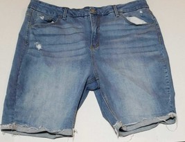 Terra &amp; Sky Women&#39;s Denim Bermuda Cuffed Shorts Size 24W Light Wash (LOC... - $24.74