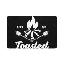 Personalized Pet Food Mat Dog Cat Non-Slip Sized 12x18 &quot;Let&#39;s Get Toasted&quot; Campf - £26.34 GBP