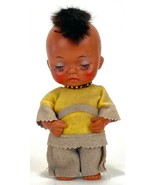 Vintage Mohawk Native American Boy With Hair w/ Felt Outfit 7.5” Doll  - €17,16 EUR