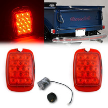 Red LED Tail Brake Light Lens Pair Flasher for 40-53 Chevy GMC Truck &amp; 37-38 Car - £66.03 GBP