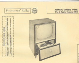1956 ADMIRAL 19Y4G TELEVISION Tv Photofact MANUAL 19Y4GF Radio Phono Amp... - $9.89