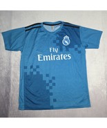 Fly Emirates Soccer Jersey Medium Blue #27 Real Madrid Short Sleeve Sports - $34.64