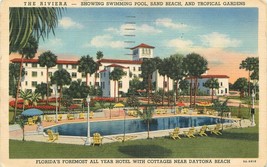 Daytona Beach Florida 1948 The Rivera Hotel Swimming Pool Teich postcard... - $5.49