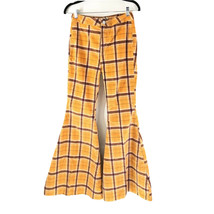 We The Free People Just Float On Printed Cord Flare Pants Plaid Yellow 27 - £72.18 GBP