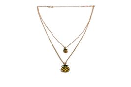 Charming Charlie 2-Layered Gold Necklace with Mini and Large Pineapple Pendants  - £10.40 GBP