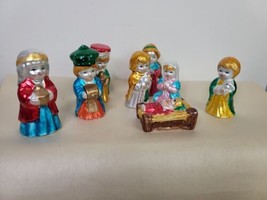 Vintage Children&#39;s Nativity Set 8 Pieces 3&quot; Tall Hand Painted - £26.84 GBP