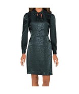 Betsey Johnson Hunter Green Snake Print Long Sleeve Tie Front Shirt Dres... - $35.40