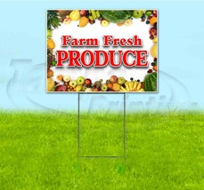 Farm Fresh Produce 18x24 Yard Sign With Stake Corrugated Bandit Business Market - £20.27 GBP+