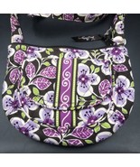 Vera Bradley Shoulder Bag Purple Brown Green Dual Zipper &amp; Magnet Pocket... - $14.89