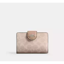COACH Women's Folding Wallet Card Wallet Canvas Pocket (Sand/Taupe With ... - $69.00