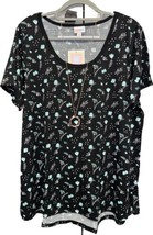 NEW LuLaRoe 3XL Black with Mint Green &amp; White Dainty Flowers Floral Clas... - $32.66