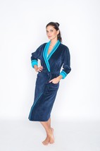 ROBE COTTON VELOUR BELTED POCKET LUX HOMEWEAR MADE IN EUROPE S M L XL 2X... - £90.24 GBP