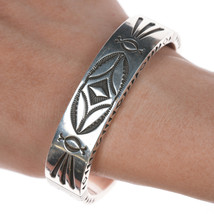 6 5/8&quot; Jennifer Curtis Navajo Heavy Stamped silver bracelet - £930.62 GBP