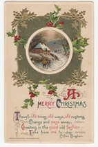 Vintage Postcard Christmas Walking in Snow to Cottage John Winsch 1911 Embossed - £6.32 GBP