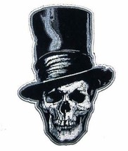 15 Inch Tall! Skull Head Stove Pipe Hat Embroidered JBP107 Skeleton Iron Sew On - £17.45 GBP